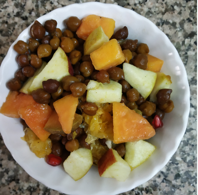 Fruit Salad with Boiled Black Chickpeas Recipe