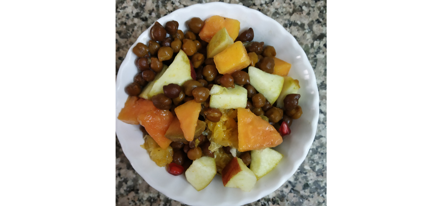 Fruit Salad with Boiled Black Chickpeas Recipe