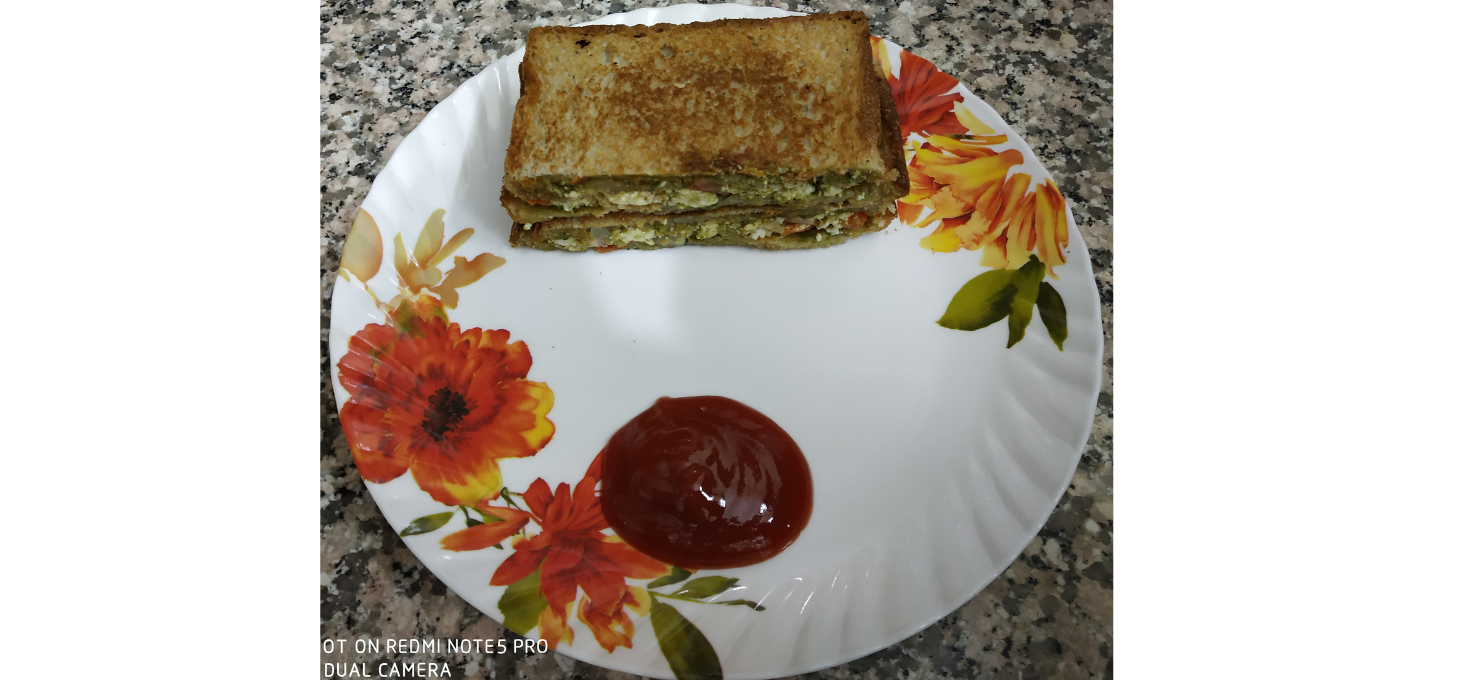 Cottage Cheese and Green Coriander Sandwich ( Green Paneer Sandwich) Recipe