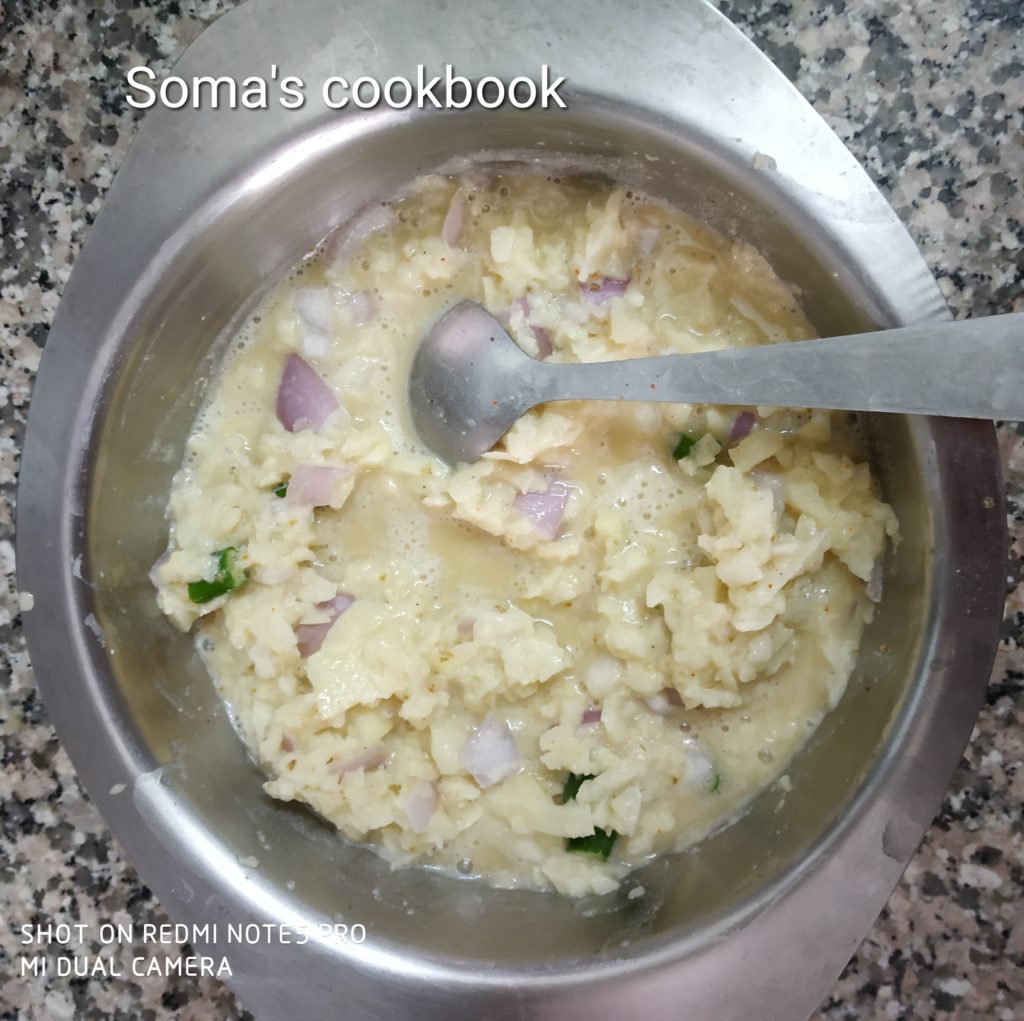 Grated potato,onion and besan mixture